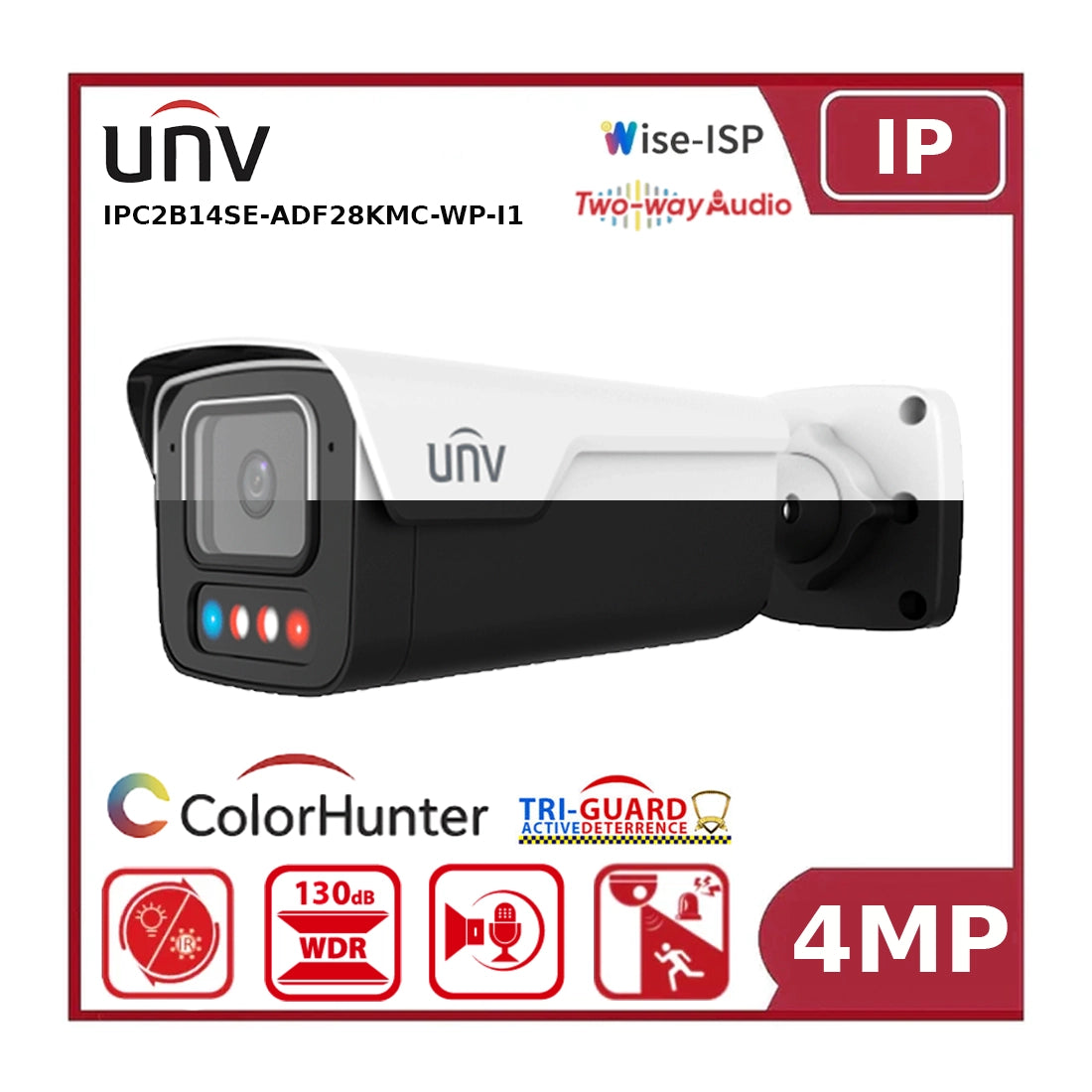 UNV IPC2B14SE-ADF28KMC-WP-I1N - 4MP Tri-guard 3.0 Bullet 2.8mm — Representative image: closest same-series model