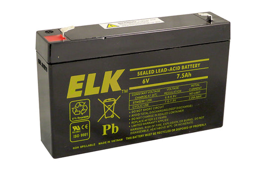 0675 -- Battery; Lead Acid 6V-7.5Ah