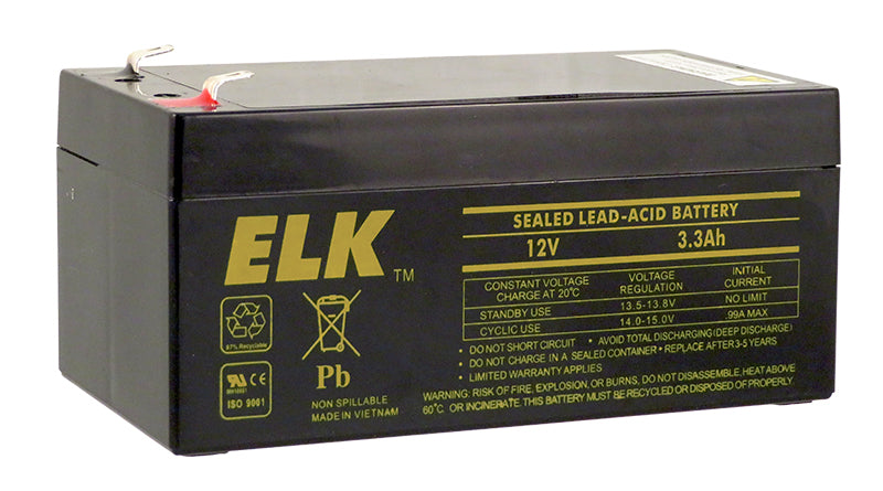 ELK-1233 -- Battery; Lead Acid 12V-3.3Ah
