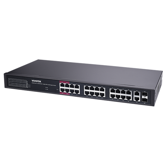 Vivotek 28 Ports Lite Managed PoE Switch - AW-GEL-285A-380