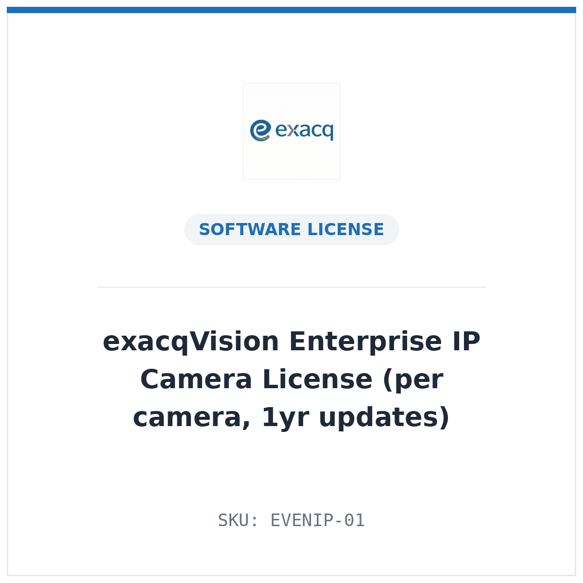exacqVision Enterprise IP Camera License, per camera (SKU EVENIP-01)