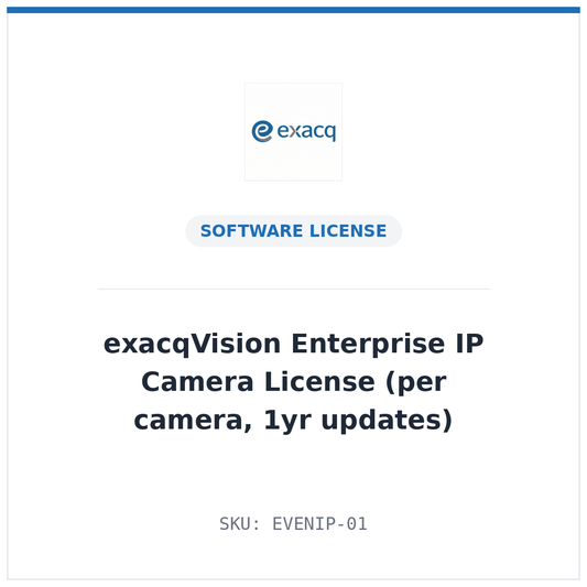exacqVision Enterprise IP Camera License, per camera (SKU EVENIP-01)