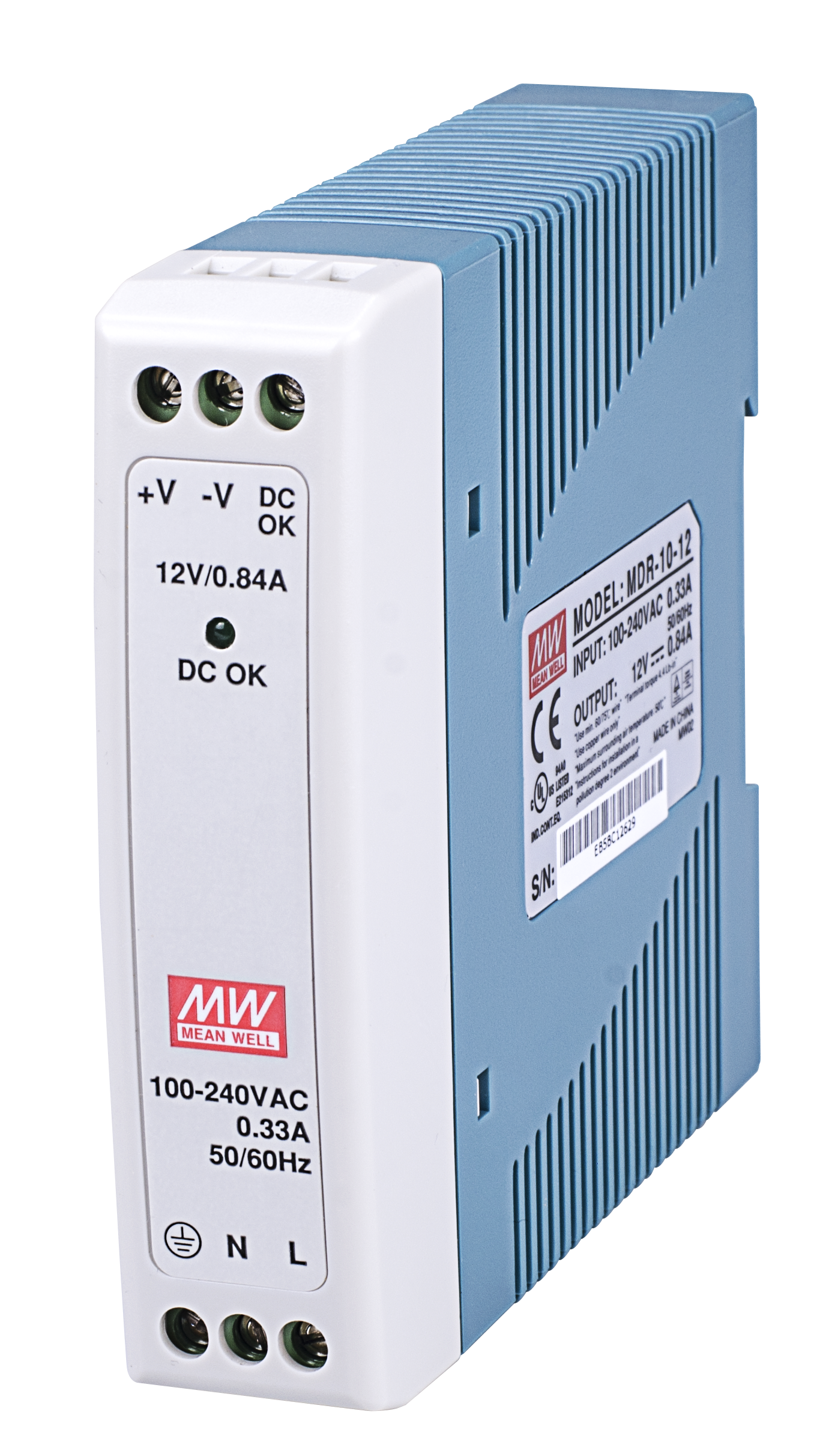 Vivotek 10W Single Output Industrial DIN Rail Power Supply - MDR-10-12