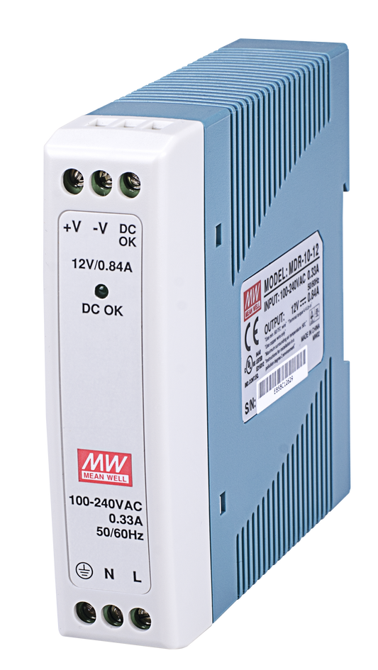 Vivotek 10W Single Output Industrial DIN Rail Power Supply - MDR-10-12