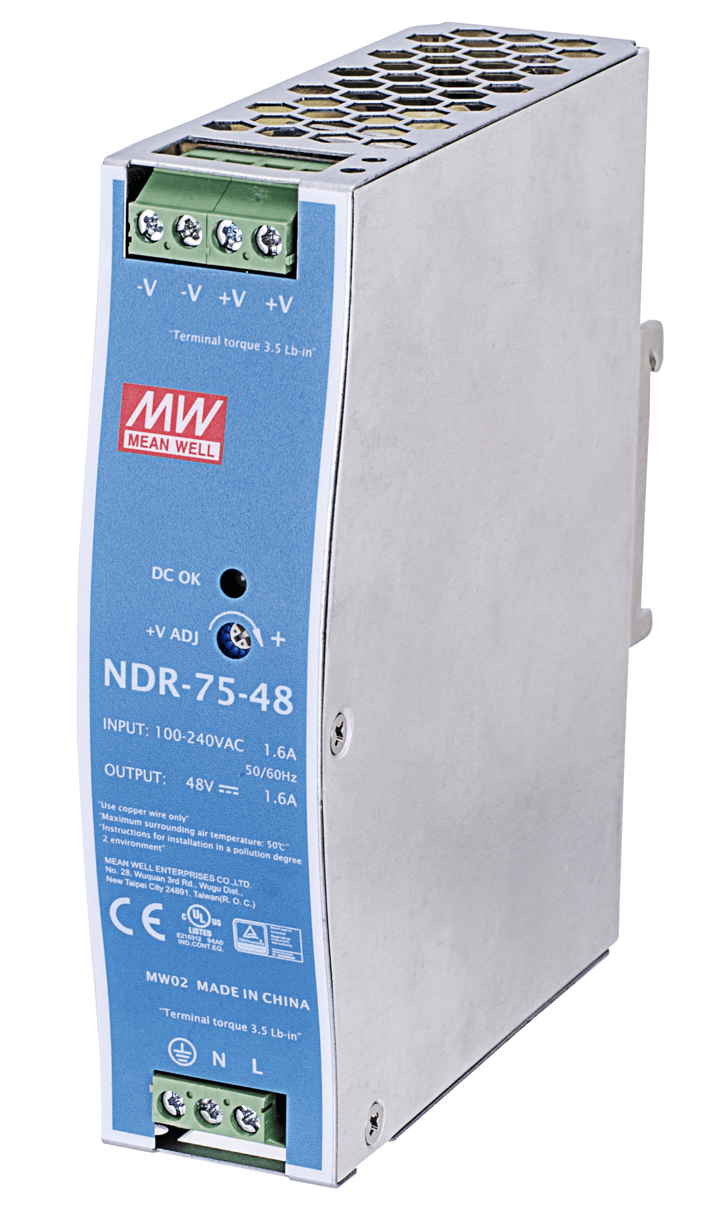 Vivotek 75W Single Output Industrial DIN Rail - NDR-75-48